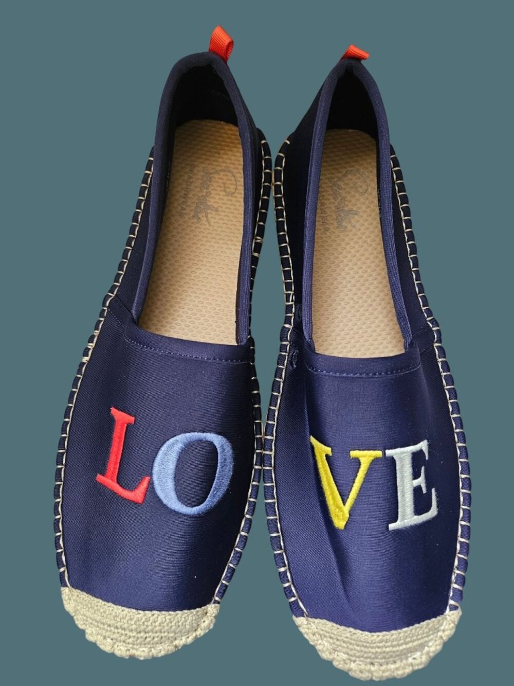 Sea Star Beachwear Espadrille Embroidered "LOVE" Slip On Water Shoes Women 12 - Picture 2 of 15